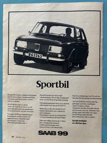 Saab 99 1969 annons