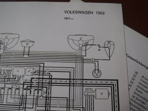 Elschema till Volkswagen 1302, 1971.
