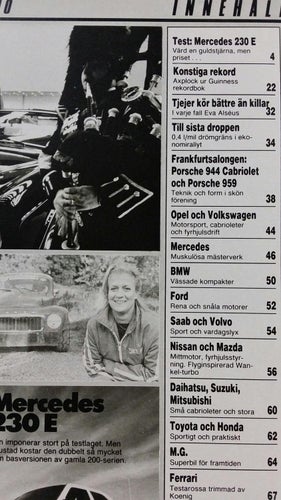 Teknikens Värld nr 22 1985: Mercedes 230 E W124, Bilsalong Frankfurt