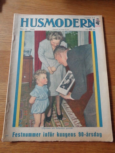 Husmodern nr25 1948 kungligt Kung Gustaf, Carl Gustaf omslaget, mode & mer,