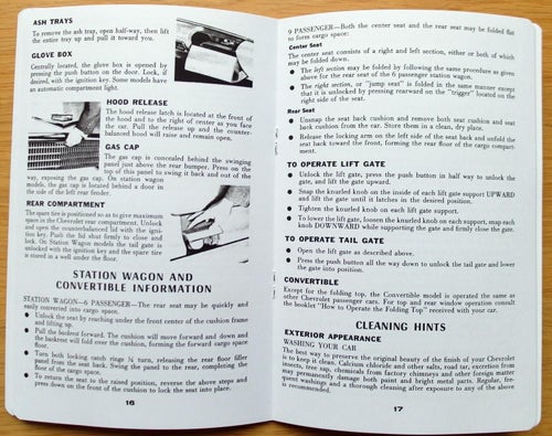 Instruktionsbok Chevrolet 1958