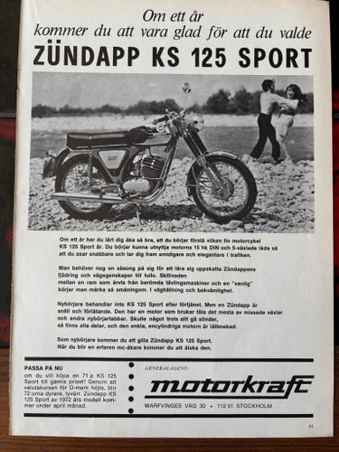 Zundapp KS 125 1972 annons