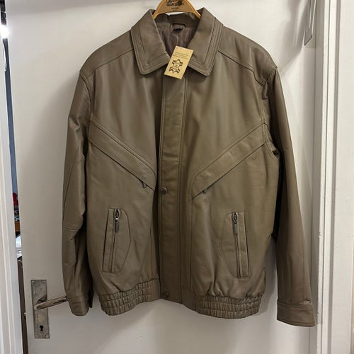 Vintage Beige läderjacka storlek 50