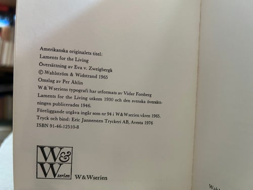 Levande begråtna av Dorothy Parker, bok, Very good plus