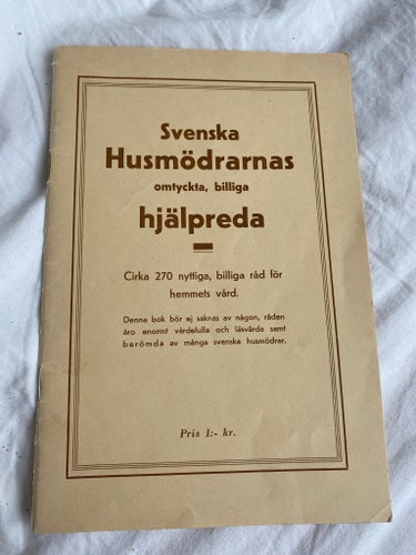 Svenska Husmödrarnas omtyckta, billiga hjälpreda 1941 häfte,