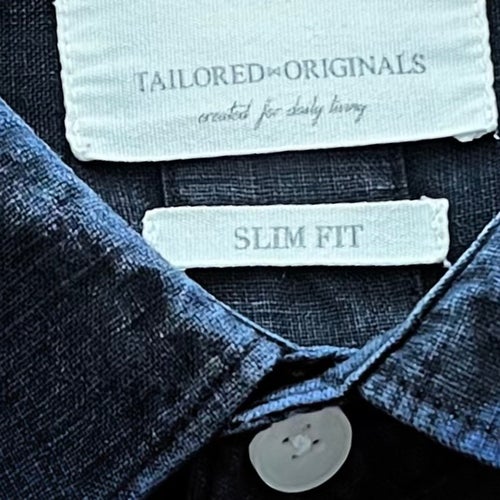 TAILORED ORIGINALS blåsvart skjorta, linne, storlek XXL