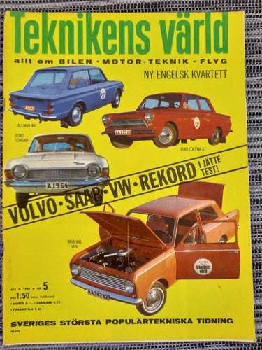 Teknikens Värld 5 1964: Hillman Imp, Ford Cortina GT + Corsair, Vauxhall Viva