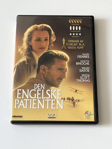 Den engelske patienten (Ralph Fiennes & Juliette Binoche, 1996). Beg. DVD