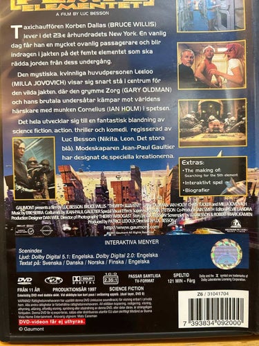 Det femte elementet Bruce Willis, Gary Oldman. DVD