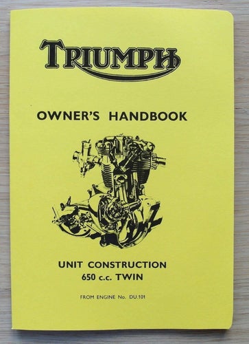 Instruktionsbok Triumph 6T Thunderbird, TR6 Trophy, T120 Bonneville 650 cc Twin