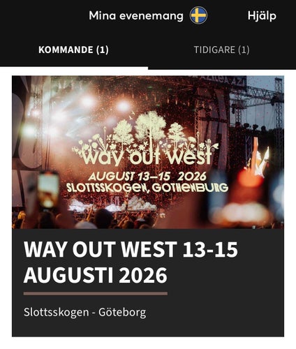 Way out West biljett alla 3 dagar 18+