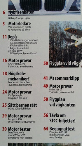 Motor nr 5 1999: BMW 328 Ci, Seat Toledo V5, VW Bora V5, Kia Sportage
