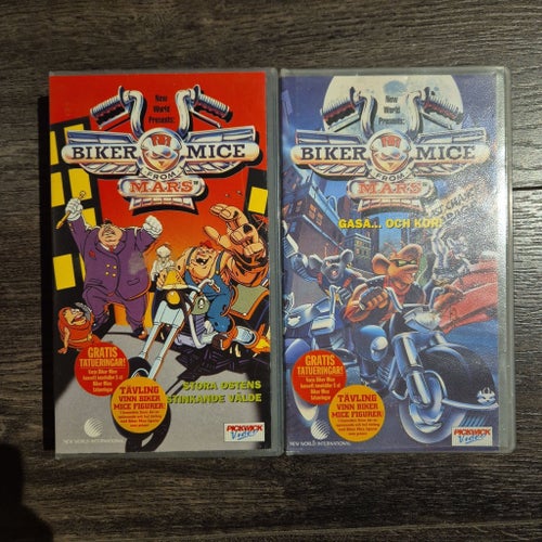 2 st Biker Mice From Mars VHS - Stora Ostens Stinkande Vålde & Gasa Och Kör