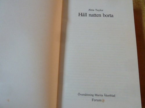 HÅLL NATTEN BORTA, A. TAYLOR, 1991, BÖCKER