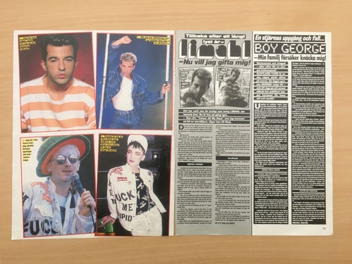 Limahl - Boy George - reportage från tidningen OKEJ - 1986