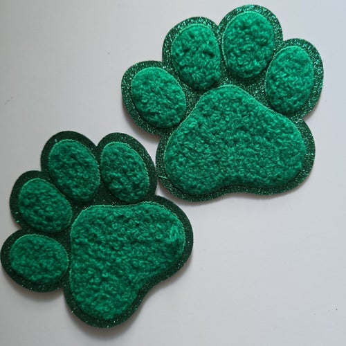 2st grön laglapp patch strykapå tassavtryck toebeans