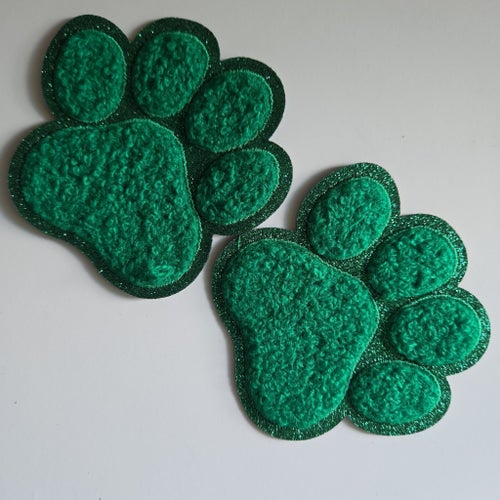 2st grön laglapp patch strykapå tassavtryck toebeans