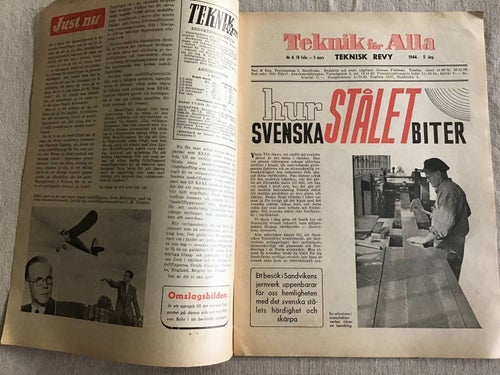 TEKNIK FÖR ALLA NR 4 1944 SANDVIKENS JERNVERK SANDVIKEN,VOTIV SKEPP,LOKOMOTIV