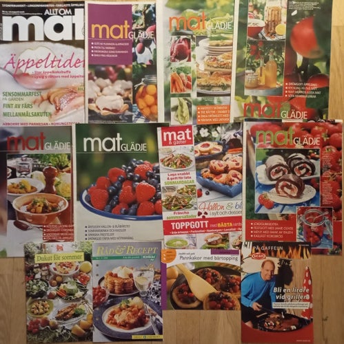 RECEPT - Tidning, häften och receptblad.