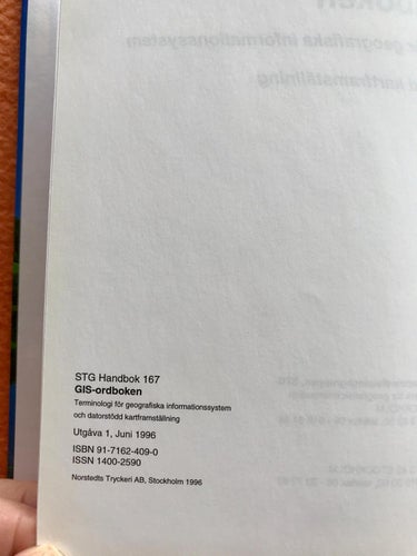 GIS-ORDBOKEN STG Handbok 167 1996