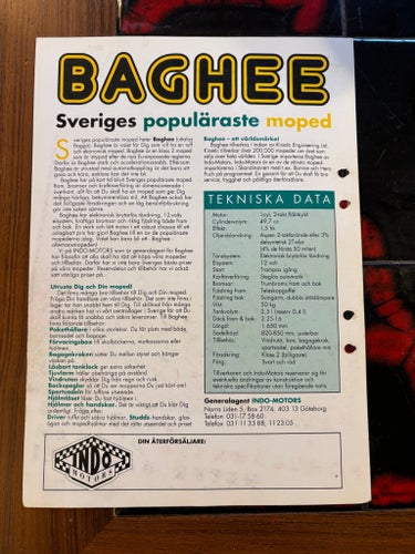 Baghee moped broschyr