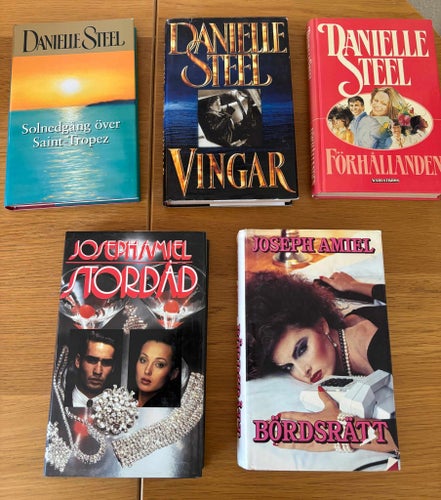 5 inbundna böcker – Danielle Steel & Joseph Amiel – Solnedgång över Saint-Tropez