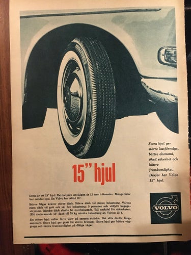Volvo Annons 15" Hjul 1962