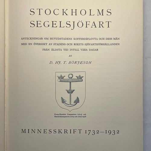 Stockholms Segelsjöfart av D. Hj. T. Börjeson, 1932