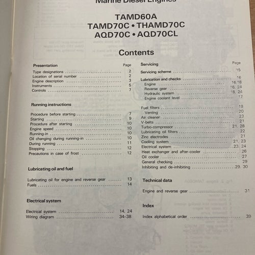 Volvo Penta Instruction Book Marine Diesel Engines, 1976