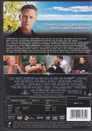 DVD / Casino Royale / Daniel Craig, Eva Green, Mads Mikkelsen / Nära nyskick