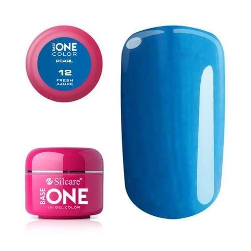 Pearl 12 Fresh Azure 12 Silcare Base ONE UV Gel Color 5gr Nagel Färgstänkt burk
