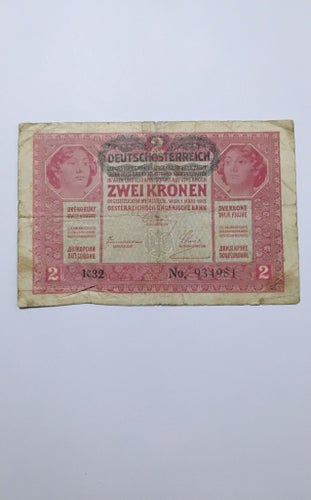 Deutschösterreich Två Kronor Sedel