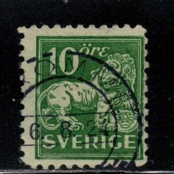 F 144C Bz 10 öre lejon grön stpl Drömme Nst 58 katv 1500:-