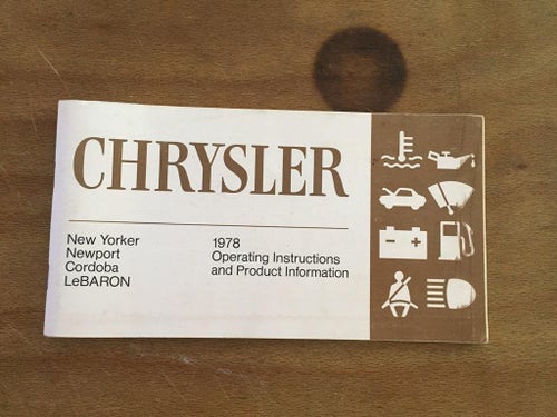 Chrysler 1978 Operating & Product Instructions