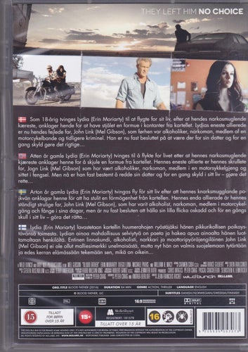 DVD / Blood Father / Mel Gibson, Erin Moriarty, William H. Macy / Nära Nyskick