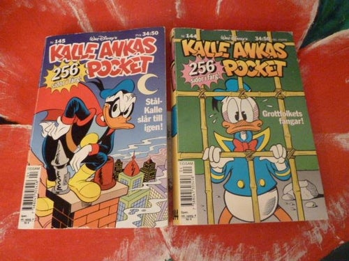 TIDNING, TVÅ STYCKEN KALLE ANKAS POCKET, NR 145 & 144