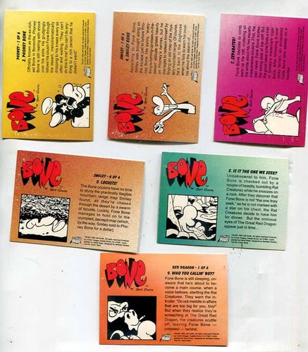 Bone art by Jeff Smith Cartoon 6 stycken samlarkort frå 1994