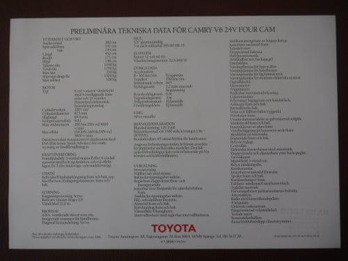 Broschyr Toyota Camry V6