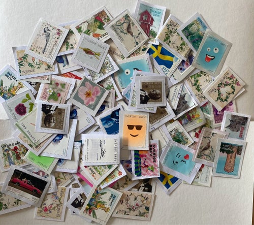 100 st ostämplade Sverige Brev på klipp