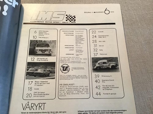 IMS MOTOR SPORT NR 6 1974 SAAB V4,ALFASUD TI,DAF,FORMEL VEE,SAFARIRALLYT,RALLY