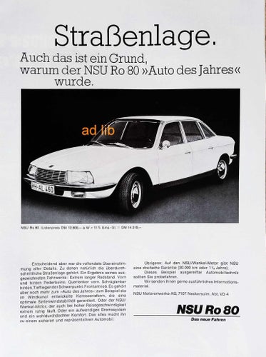 NSU RO 80, STOR REKLAMANNONS 1968