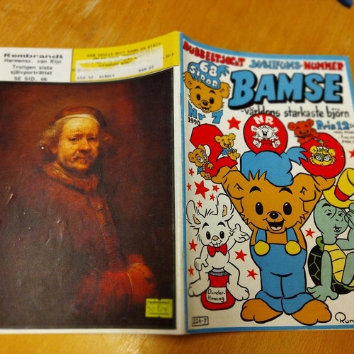 Bamse 1990 nr 7 med stor poster/affisch i mitten. Fine