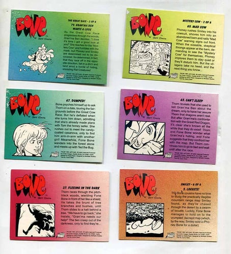 Bone art by Jeff Smith Cartoon 6 stycken samlarkort frå 1994