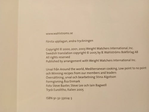 Viktväktarna – Mat från hela världen – Inbunden bok – Mycket gott skick