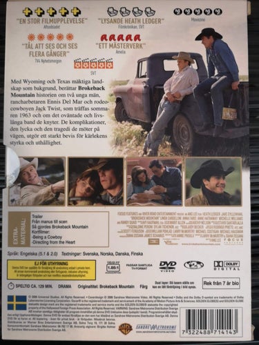 DVD Brokeback Mountain Ledger Gyllenhaal Svensk text TOPPSKICK