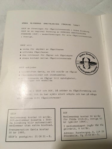 Häckfåglar I Södra Älvsborg Översikt Över Deras Utbredning 1984 Björn Arvidsson