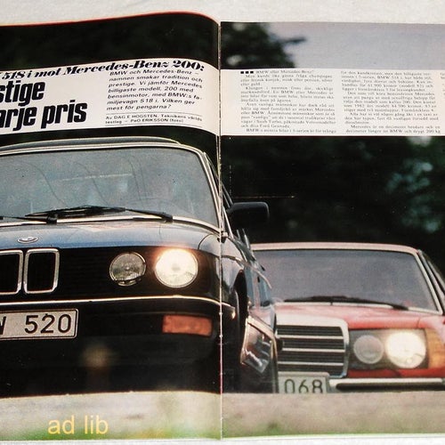 BMW 518 i, MERCEDES-BENZ 200, PRESSKLIPP ARTIKEL 1982