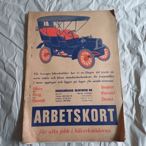 Arbetskort för alla jobb i bilverkstäderna, 1973