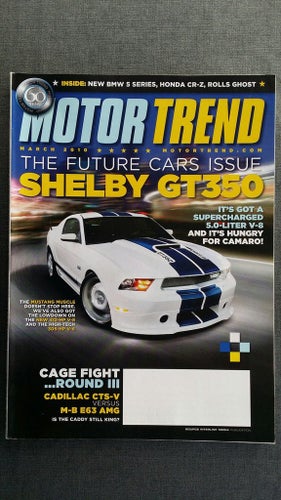 Motor Trend no 3 2010: Cadillac CTS-V, Mercedes E 63 AMG, Ford Mustang GT/V8/V6