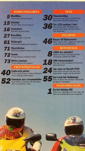 Super Bike nr 9/10 1995: Ducati 748 SP, Kawasaki ZX-6R, Yamaha YZ 80/125/250